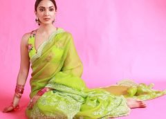 Kiara Advani looks stunning in a green organza saree